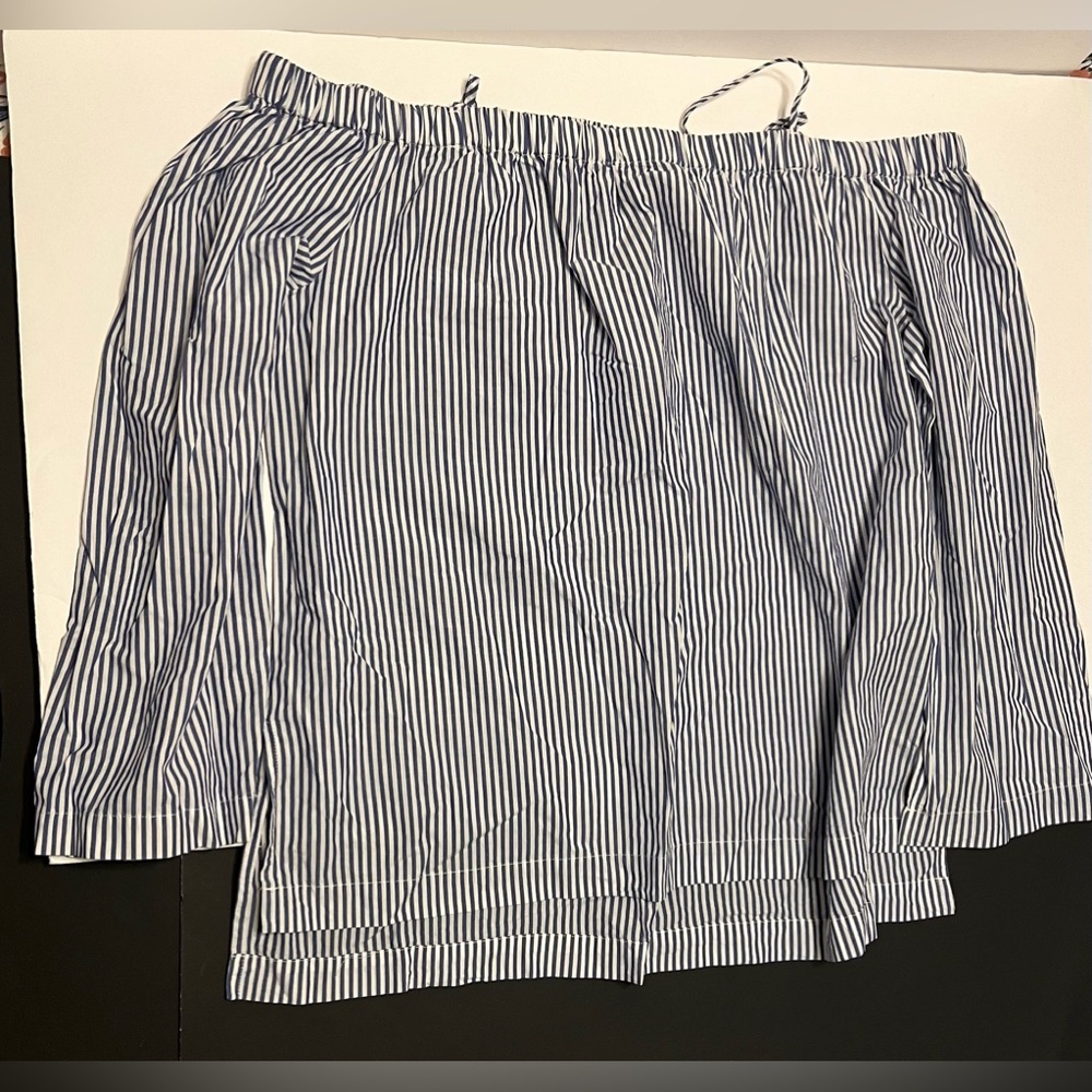 Velvet Heart Off Shoulder Blue And White Striped 3/4 Sleeve Blouse Size Large